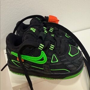 Off-White Black and Neon Green Kids Sneakers